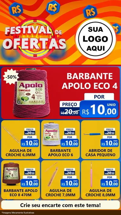 Modelo de Rede Social para Stories com o tema Festival de Ofertas para Armarinho e Aviamentos