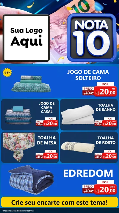 Modelo de TV para TV Vertical com o tema Nota 10 para Cama, Mesa e Banho