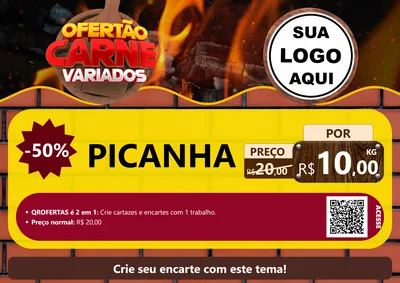 Modelo de Cartaz para Cartaz A4 Horizontal com o tema Ofertão Carne Variados para Açougue