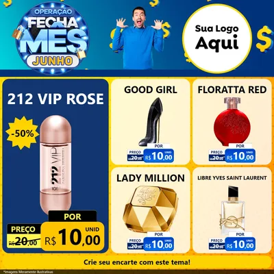 Modelo de Rede Social para Feed Facebook com o tema Operação Fecha Mês, Junho para Perfumes