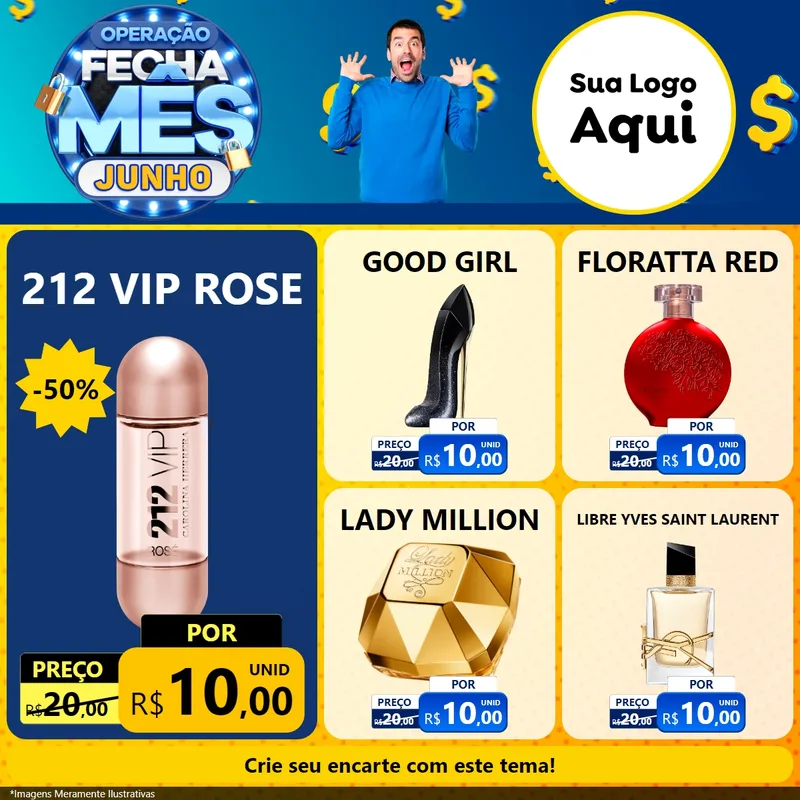 Modelo de Rede Social para Feed Facebook com o tema Operação Fecha Mês, Junho para Perfumes