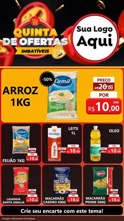 Modelo de Rede Social para Stories com o tema Quinta de Ofertas Imbatíveis para Supermercado