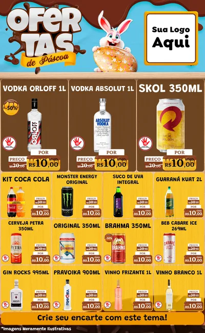 Modelo de Encarte para Encarte Grande com o tema Ofertas de Páscoa para Distribuidora de bebidas