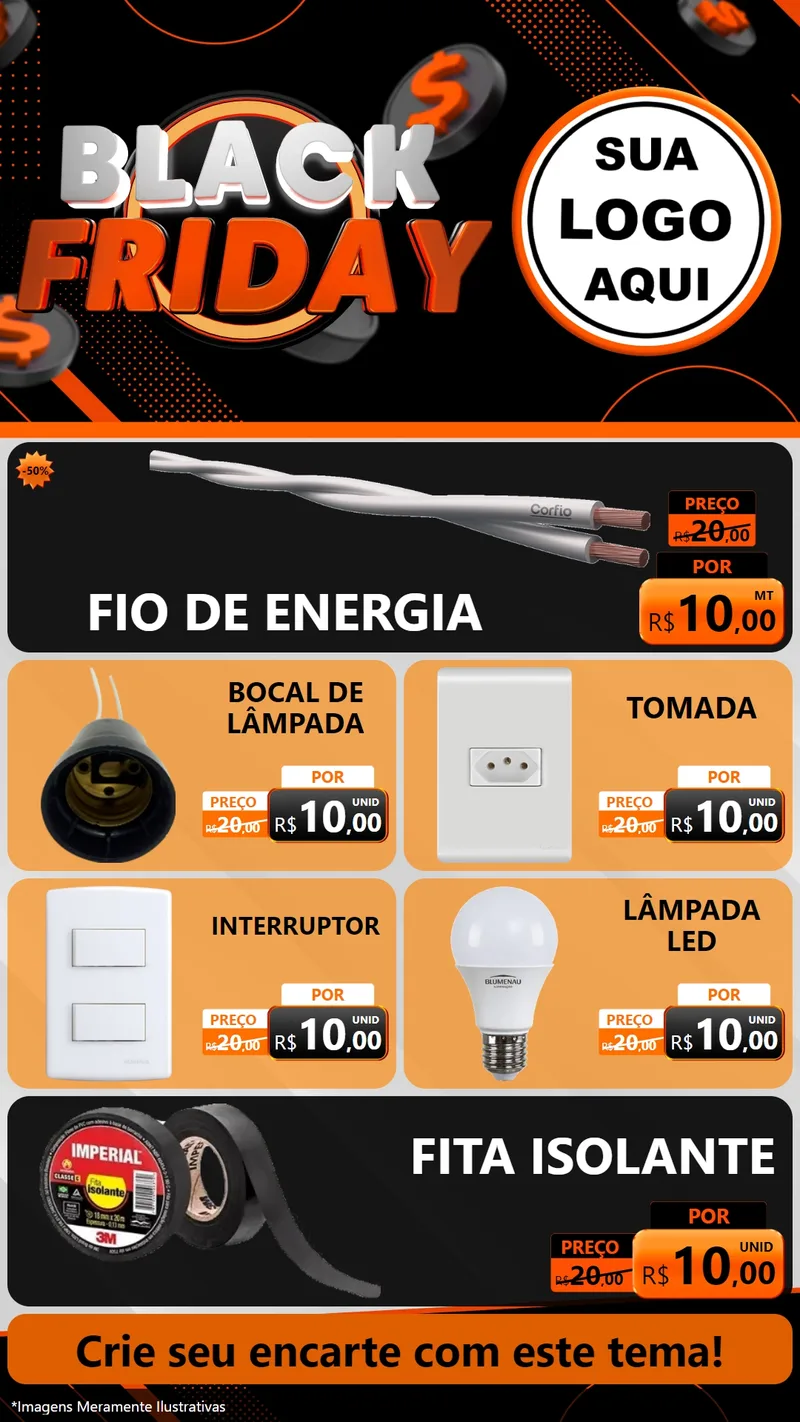 Modelo de TV para TV Vertical com o tema Black Friday para Materiais Elétricos
