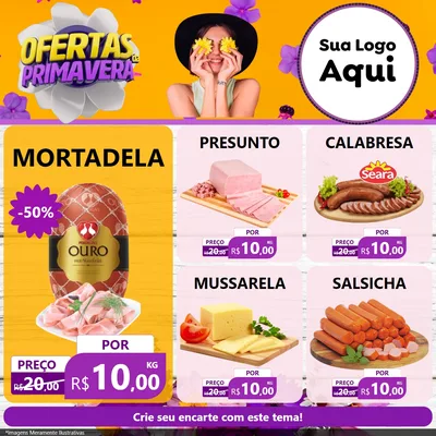 Modelo de Rede Social para Feed Facebook com o tema Ofertas Da Primavera para Frios e Laticínios