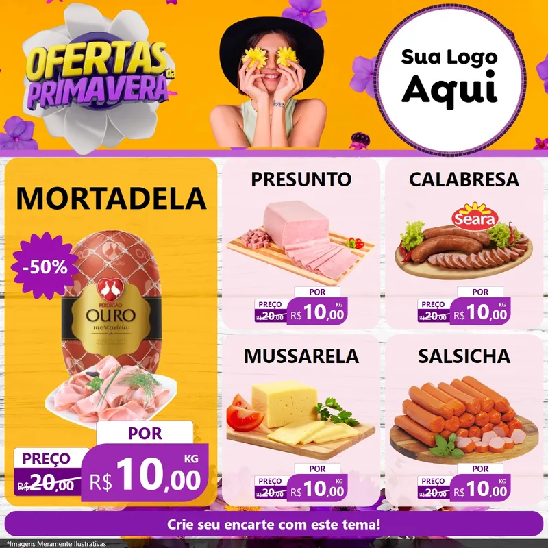 Modelo de Rede Social para Feed Facebook com o tema Ofertas Da Primavera para Frios e Laticínios