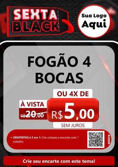 Modelo de Cartaz para Cartaz A4 Vertical com o tema Sexta Black para Móveis e Eletro