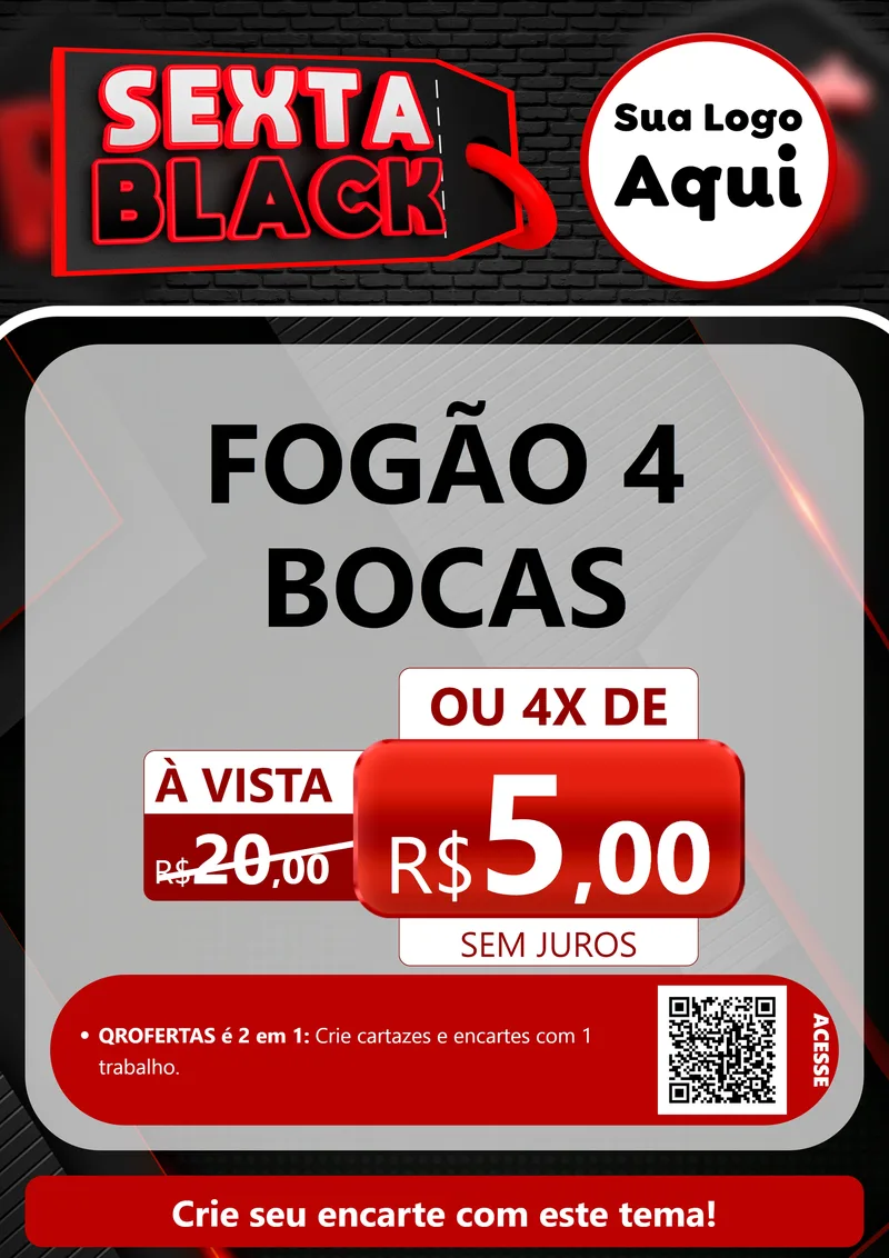 Modelo de Cartaz para Cartaz A4 Vertical com o tema Sexta Black para Móveis e Eletro