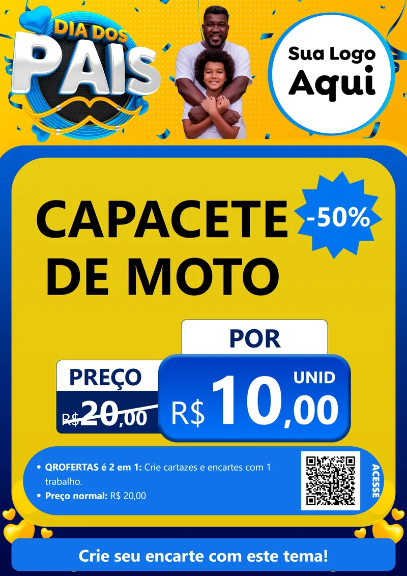 Modelo de Cartaz para Cartaz A4 Vertical com o tema Dia dos Pais para Moto peças