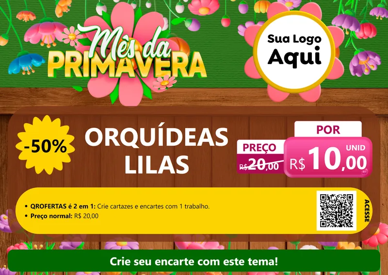 Modelo de Cartaz para Cartaz A4 Horizontal com o tema Mês da Primavera para Floricultura e jardim