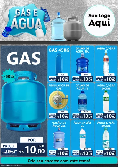 Modelo de Encarte para Encarte A4 Vertical com o tema Gás e Água para Água e gás