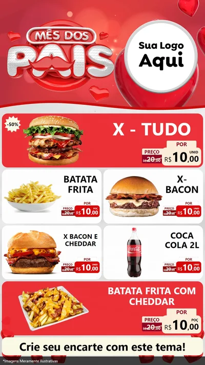 Modelo de TV para TV Vertical com o tema Mês dos Pais para Hamburgueria