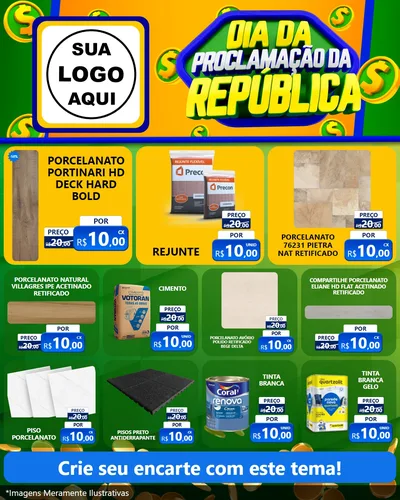 Modelo de Rede Social para Feed Instagram com o tema Dia Da Proclamação da República para Pisos e revestimentos