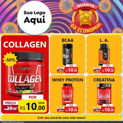 Modelo de Rede Social para Feed Facebook com o tema Quarta da Economia para Suplementos alimentares