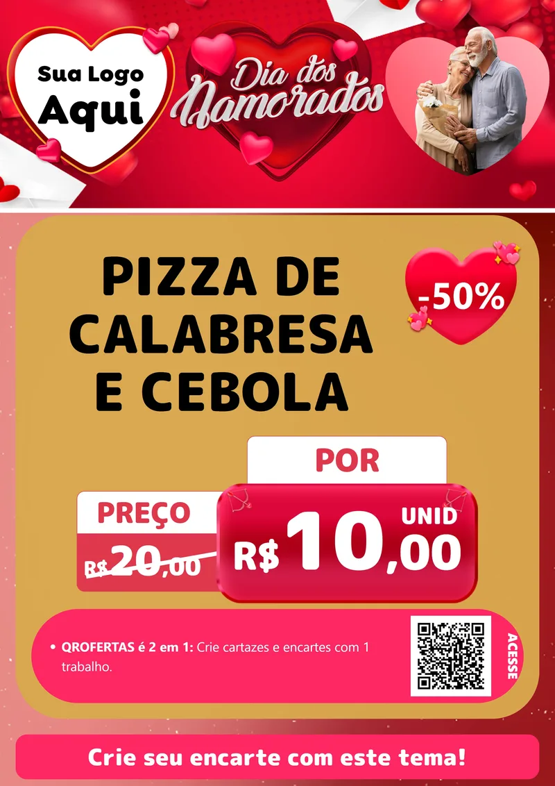 Modelo de Cartaz para Cartaz A4 Vertical com o tema Dia Dos Namorados para Pizzaria