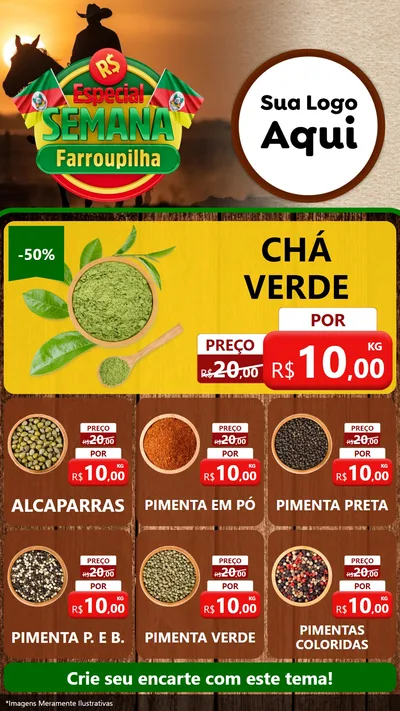 Modelo de Rede Social para Stories com o tema Especial Semana Farroupilha para Produtos Naturais