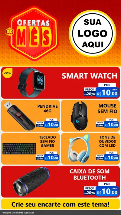 Modelo de TV para TV Vertical com o tema Ofertas do Mês para Informática