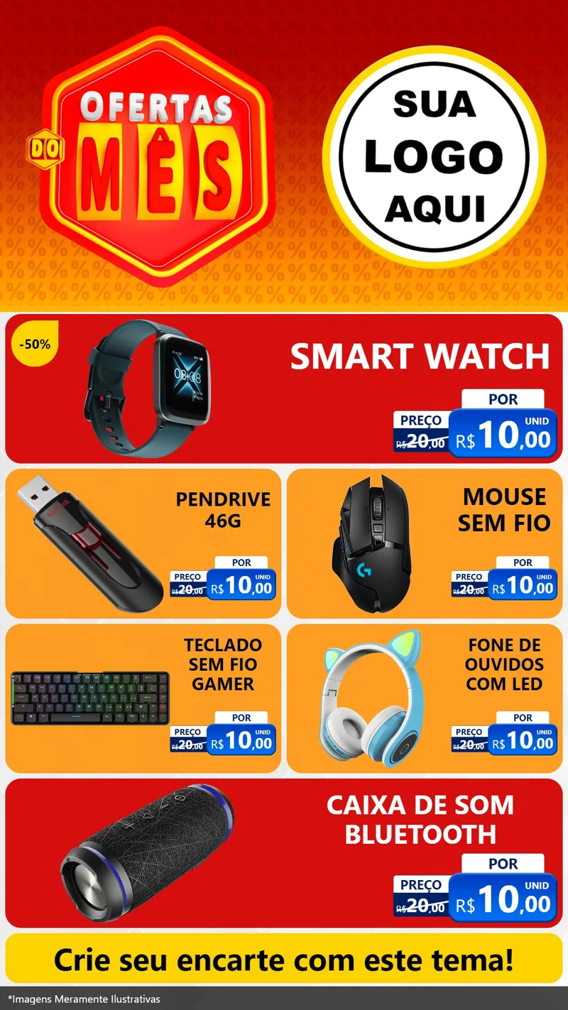 Modelo de TV para TV Vertical com o tema Ofertas do Mês para Informática