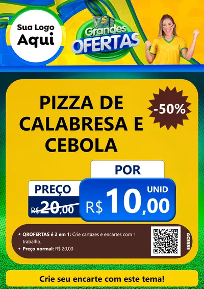 Modelo de Cartaz para Cartaz A4 Vertical com o tema Grandes Ofertas para Pizzaria