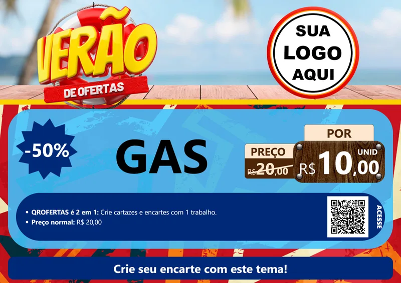 Modelo de Cartaz para Cartaz A4 Horizontal com o tema Verão de Ofertas para Água e gás