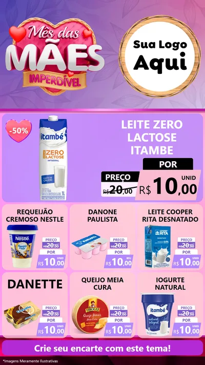 Modelo de Rede Social para Stories com o tema Mês das Mães Imperdível para Frios e Laticínios