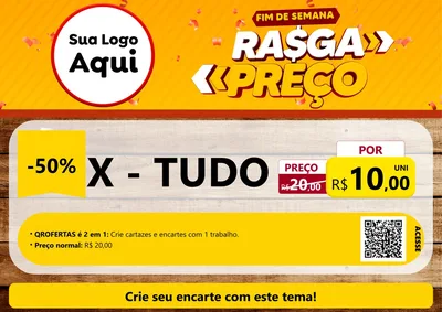 Modelo de Cartaz para Cartaz A4 Horizontal com o tema Fim de Semana Rasga Preços para Hamburgueria