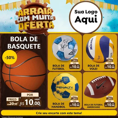 Modelo de Rede Social para Feed Facebook com o tema Ofertas de São João - Junina para Artigos Esportivos