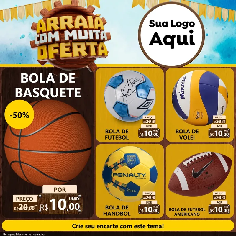 Modelo de Rede Social para Feed Facebook com o tema Ofertas de São João - Junina para Artigos Esportivos