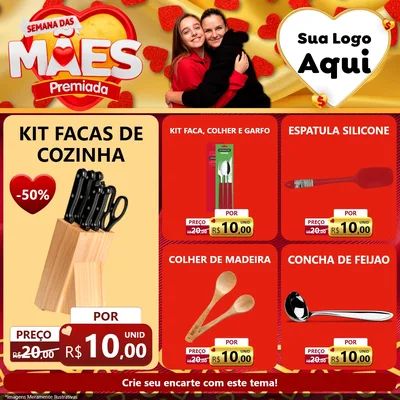 Modelo de Rede Social para Feed Facebook com o tema Semana das Mães Premiada para Utilidades Domésticas
