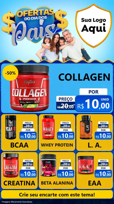 Modelo de Rede Social para Stories com o tema Ofertas do Dia dos Pais para Suplementos alimentares