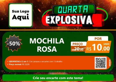 Modelo de Cartaz para Cartaz A4 Horizontal com o tema Quarta Explosiva para Papelaria