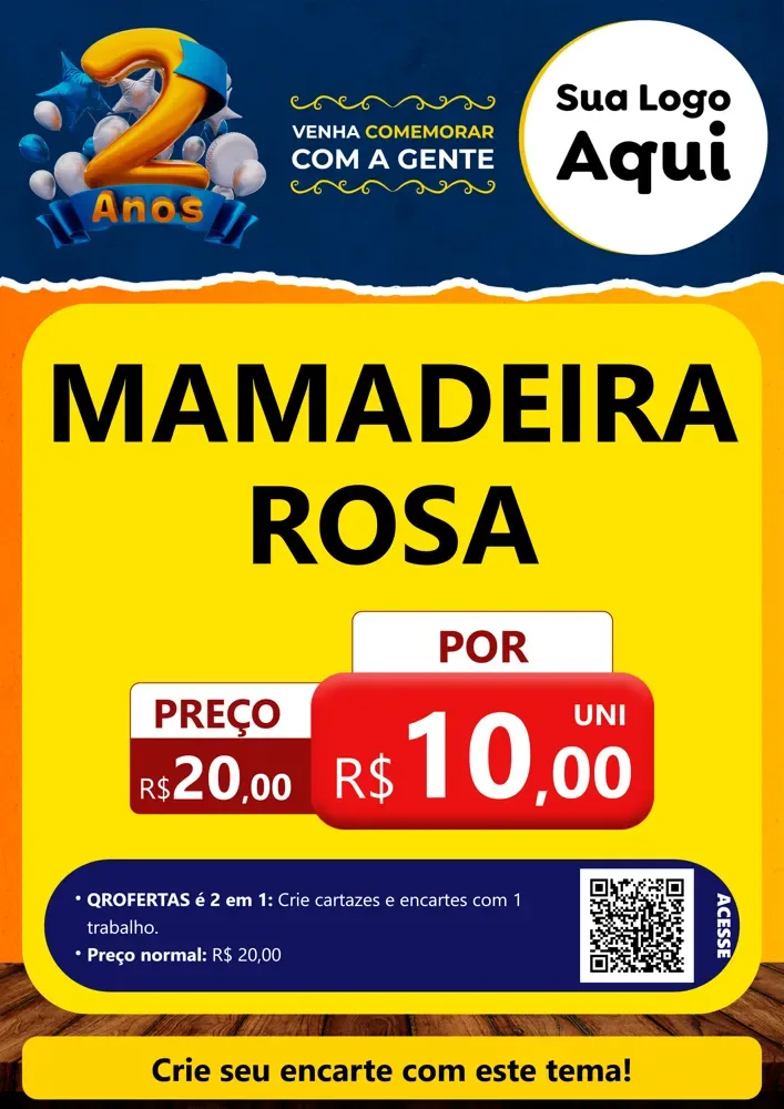 Modelo de Cartaz para Cartaz A4 Vertical com o tema Aniversário de 2 anos para Bebês