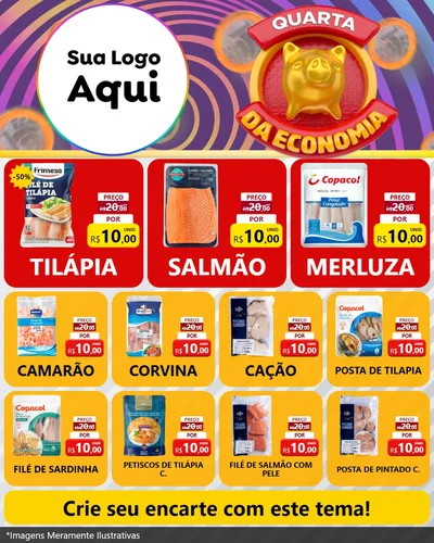 Modelo de Rede Social para Feed Instagram com o tema Quarta da Economia para Peixaria