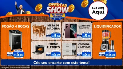 Modelo de TV para TV Horizontal com o tema Ofertas Show No Fim De Semana para Móveis e Eletro