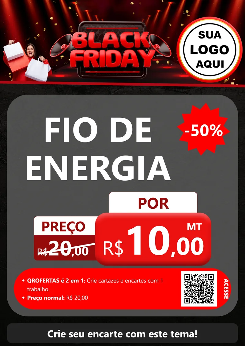 Modelo de Cartaz para Cartaz A4 Vertical com o tema Black Friday para Materiais Elétricos