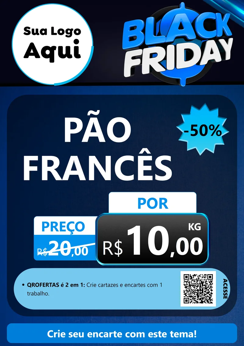 Modelo de Cartaz para Cartaz A4 Vertical com o tema Black Friday para Padaria