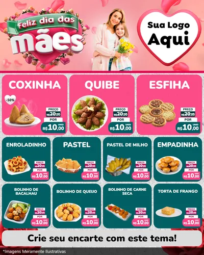 Modelo de Rede Social para Feed Instagram com o tema Feliz Dia das Mães para Salgadaria