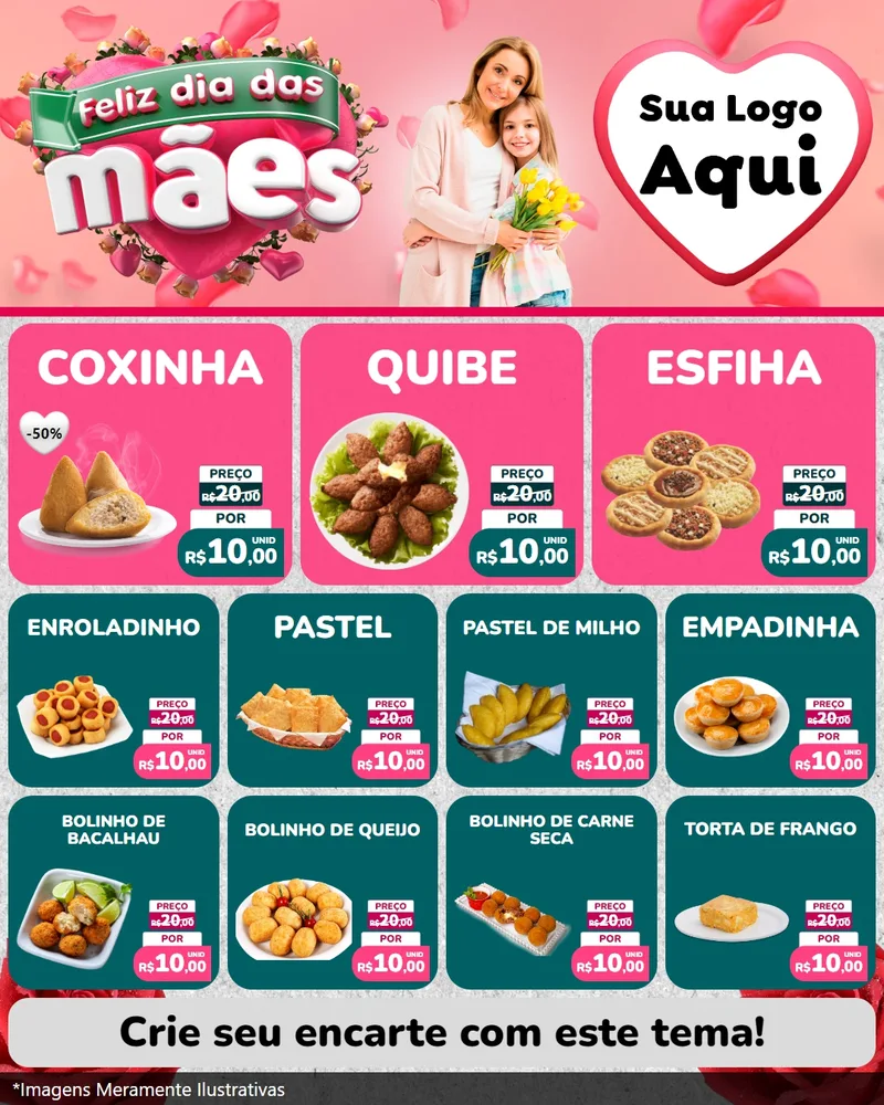 Modelo de Rede Social para Feed Instagram com o tema Feliz Dia das Mães para Salgadaria