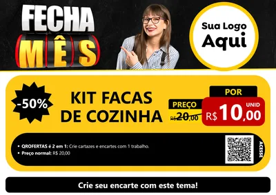 Modelo de Cartaz para Cartaz A4 Horizontal com o tema Fecha Mês para Utilidades Domésticas