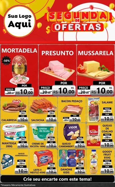 Modelo de Encarte para Encarte Grande com o tema Segunda de Ofertas para Frios e Laticínios