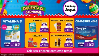 Modelo de TV para TV Horizontal com o tema Esquenta de Carnaval para Farmácia