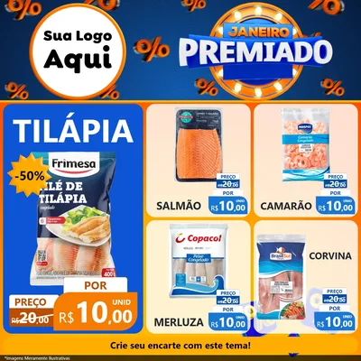 Modelo de Rede Social para Feed Facebook com o tema Janeiro Premiado para Peixaria