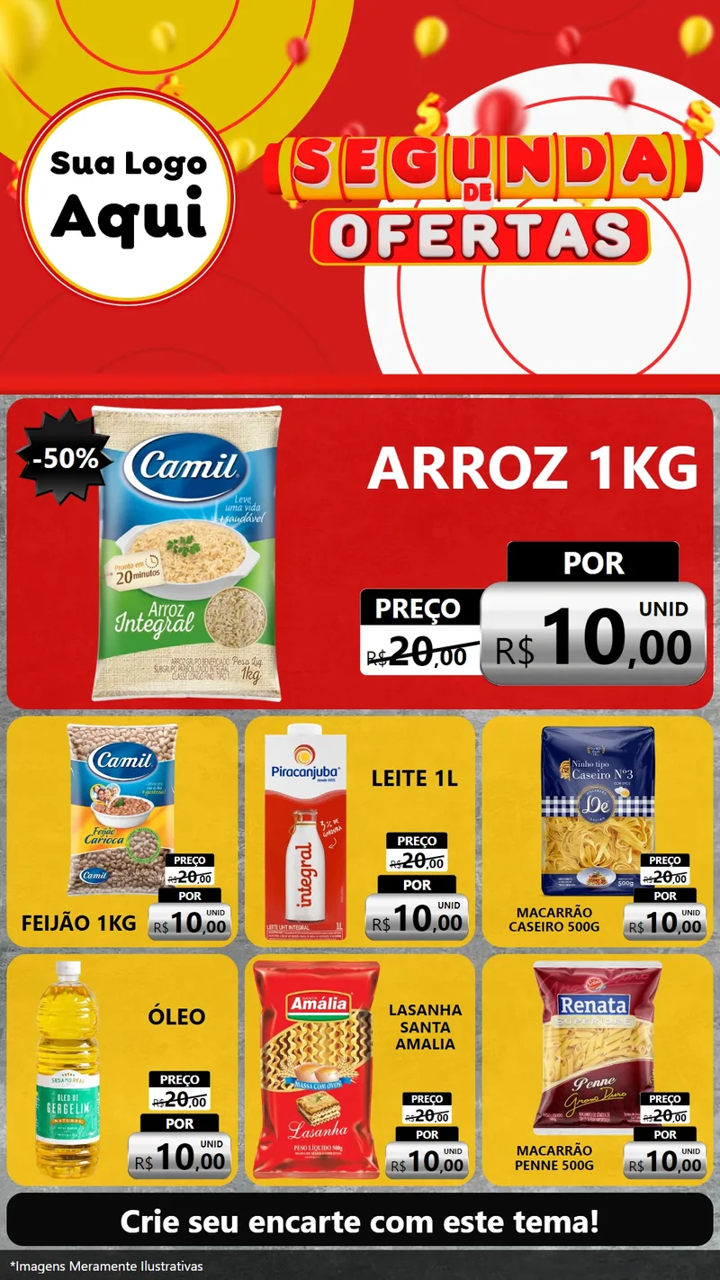 Modelo de Rede Social para Stories com o tema Segunda de Ofertas para Supermercado