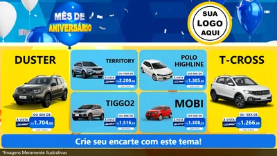 Modelo de TV para TV Horizontal com o tema Mês de Aniversário para Concessionaria de Carros