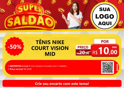 Modelo de Cartaz para Cartaz A4 Horizontal com o tema Super Saldão para Calçados