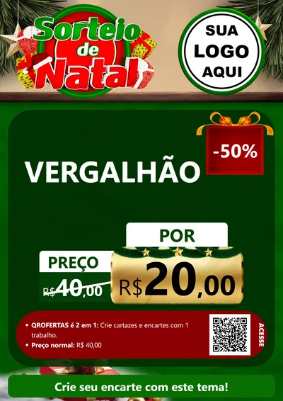 Modelo de Cartaz para Cartaz A4 Vertical com o tema Sorteio de Natal para Ferragens