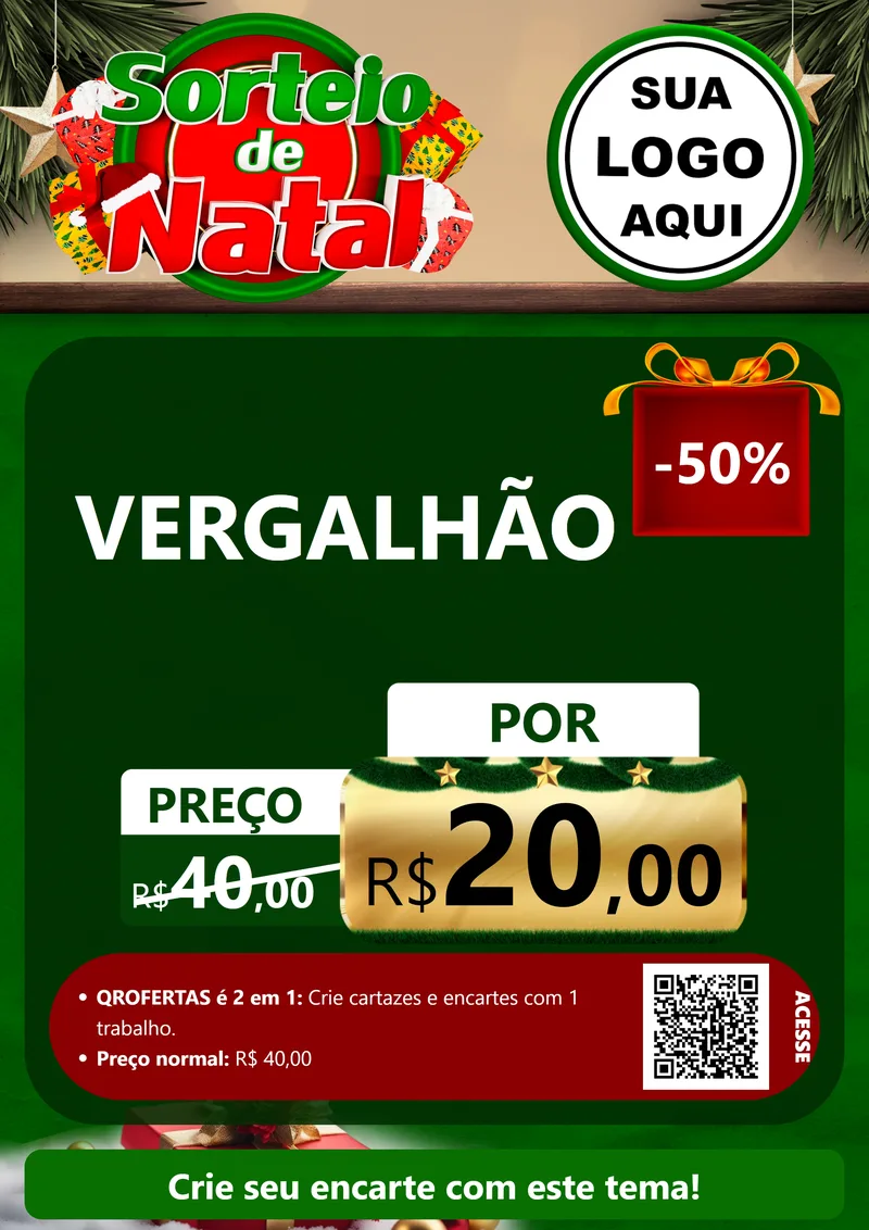 Modelo de Cartaz para Cartaz A4 Vertical com o tema Sorteio de Natal para Ferragens