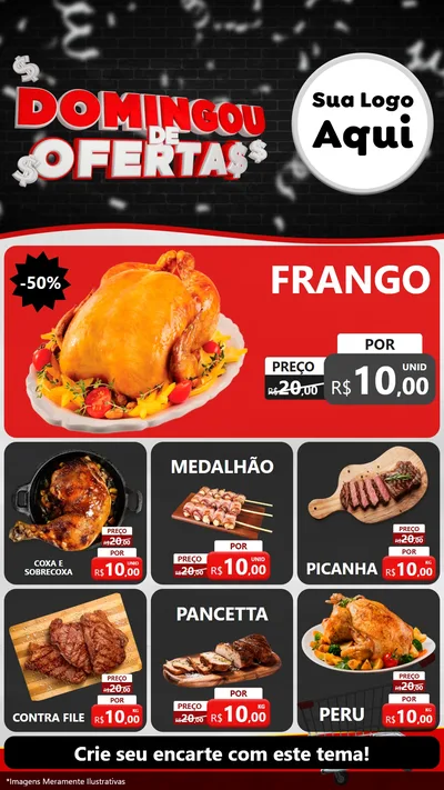 Modelo de Rede Social para Stories com o tema Domingou de Ofertas para Assados