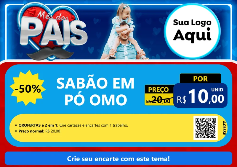 Modelo de Cartaz para Cartaz A4 Horizontal com o tema Mês Dos Pais para Produtos de Limpeza