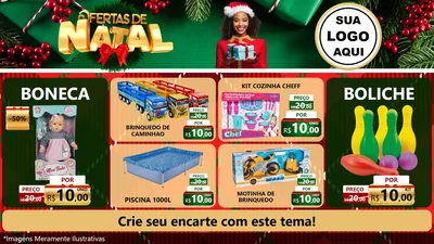 Modelo de TV para TV Horizontal com o tema Ofertas de Natal para Brinquedos